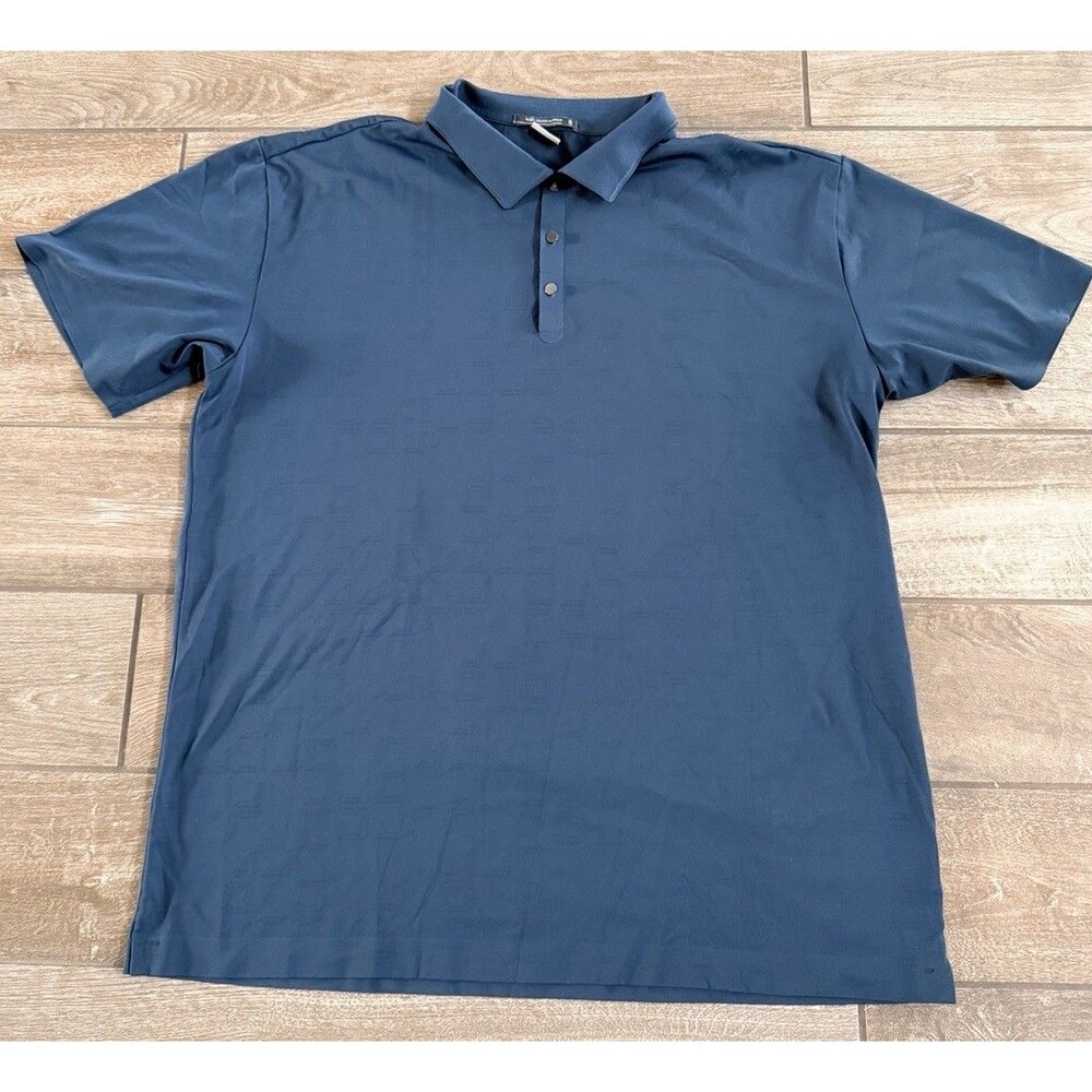 VTG Nike Tiger Platinum Polo Mens XXL Navy Blue Subtle Geometric Design EUC
